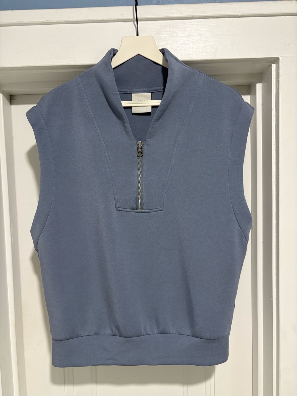Varley Loretta DoubleSoft Half-Zip Sweater Vest in Stone Blue Size Small - Picture 5 of 15